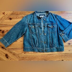 Loft, Medium, soft denim, cut collar, jacket